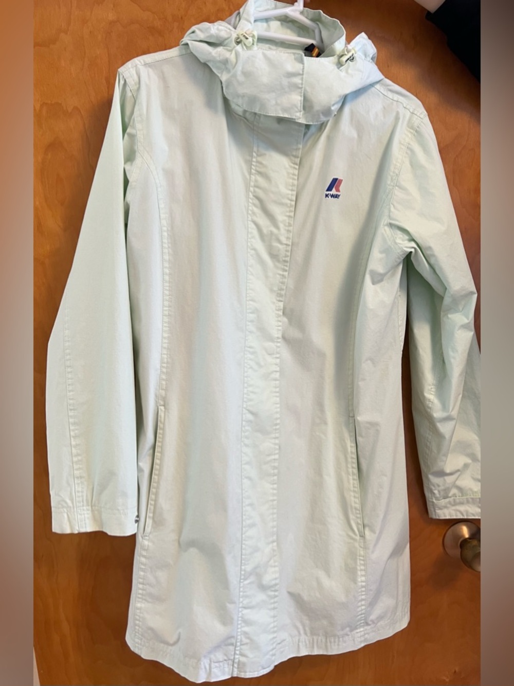 K-Way Mint Cotton Breathable & Waterproof & UV protect Jacket w/ Removable Hood